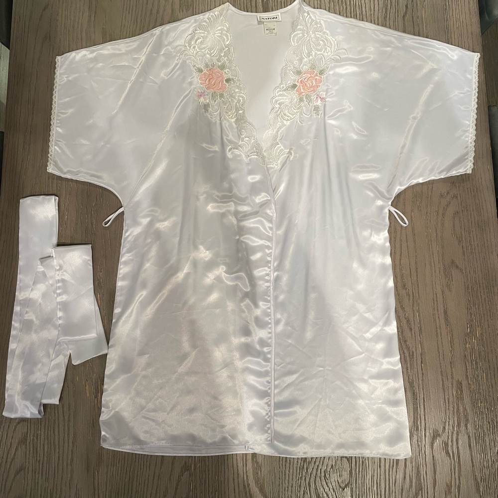 Natori satin lingerie set, slip robe and belt all included Size M